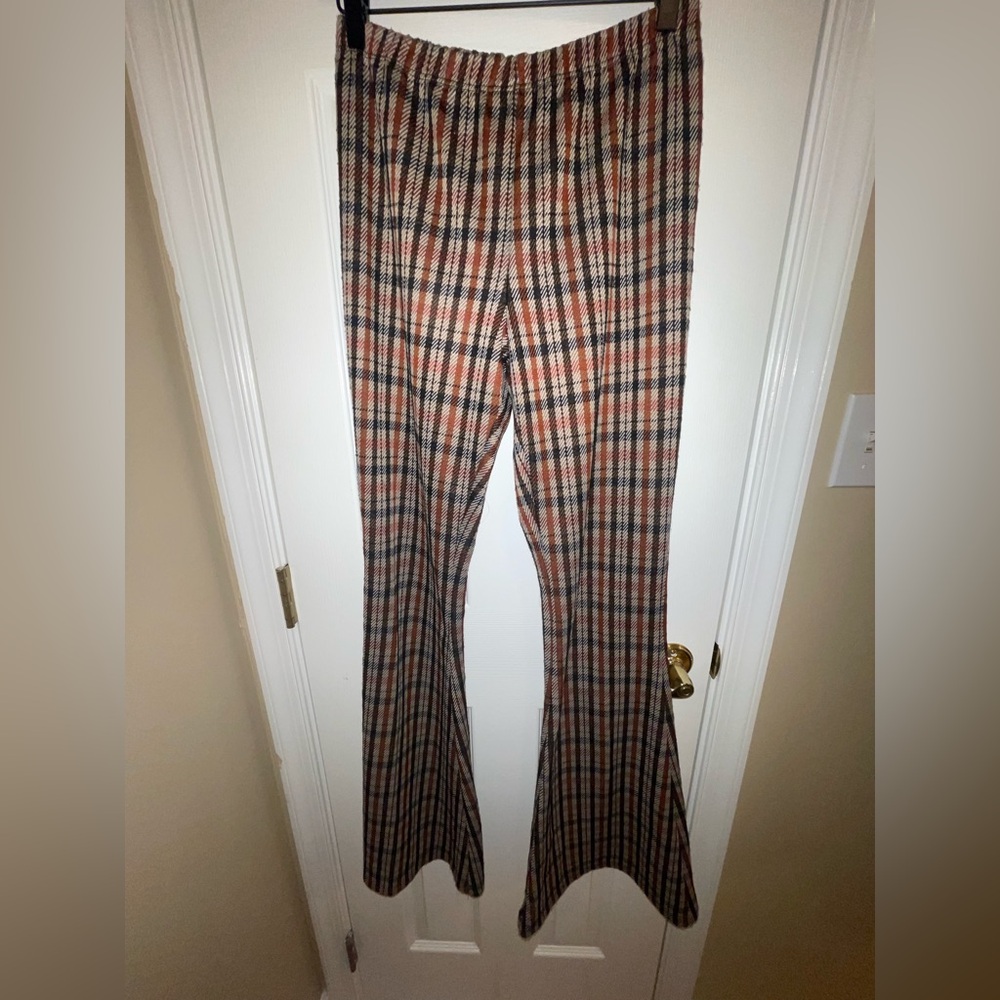 Plaid Flared Pants